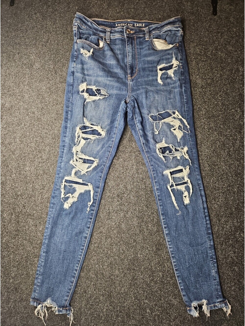 American Eagle Next Level Stretch Jeans Womens 12 Regular Distressed Jegging